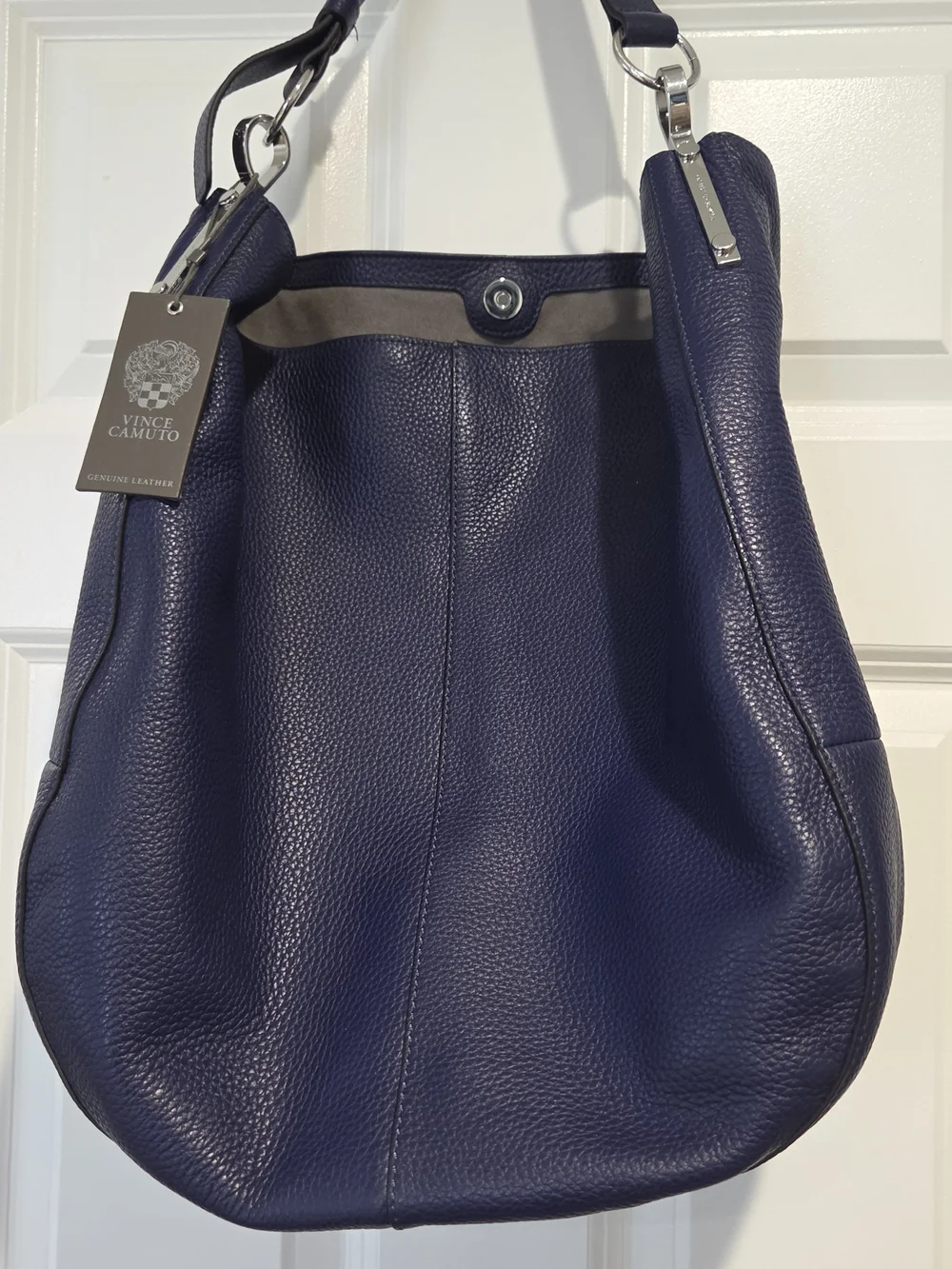 Vince Camuto Navy Leather Hobo Bag 22 in long, 16 in wide